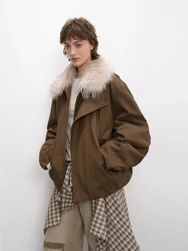 Fireladyfur Women's Warm Short Down Jacket with Raccoon Fur“Cutting-edge Style” sold by Firelady Fur product image thumbnail 5