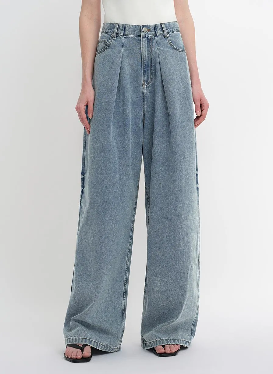 Soft Tencel Cotton Light Structure Pleated Loose Straight Wide Leg Jeans for Women sold by Firelady Fur product image thumbnail 2