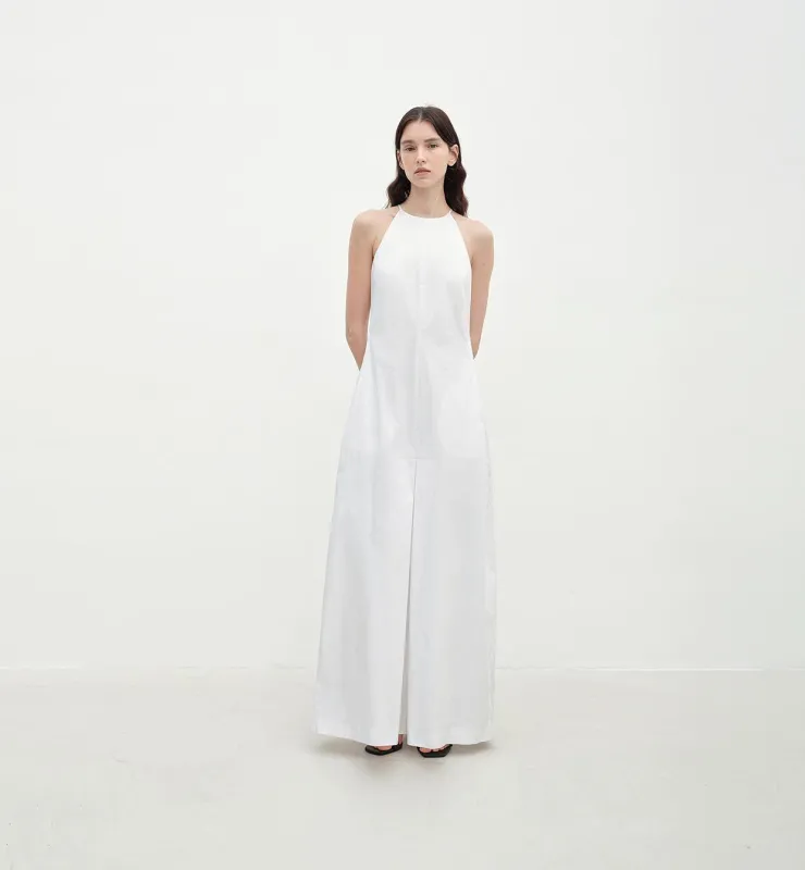 "Piano Music" halterneck waist-cinching cocoon dress sold by Firelady Fur