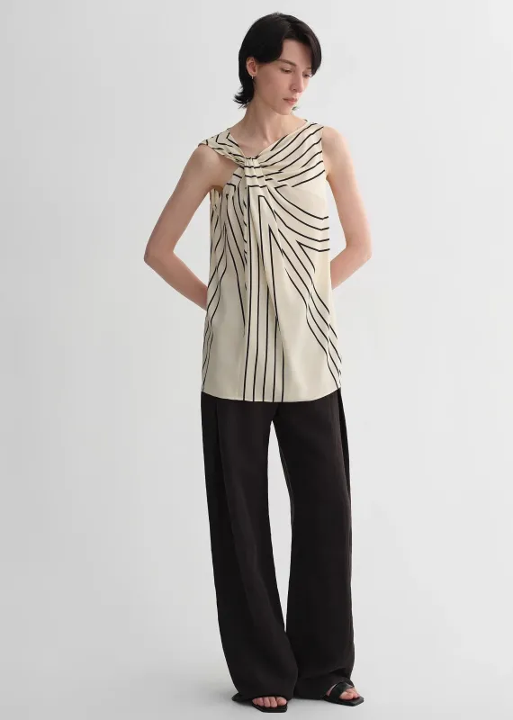 Elastic silk twisted collar original geometric print slim fit multi-occasion T-shirt sleeveless vest for women sold by Firelady Fur