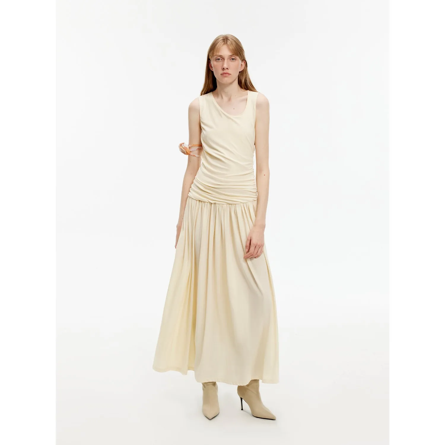 "Casual Commuting" light luxury mercerized cotton special-shaped collar waist irregular lazy long dress sold by Firelady Fur product image thumbnail 2