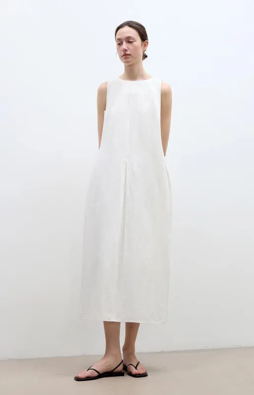 "Deyanuo" hemp three-dimensional hourglass sleeveless round neck loose slim dress for women sold by Firelady Fur