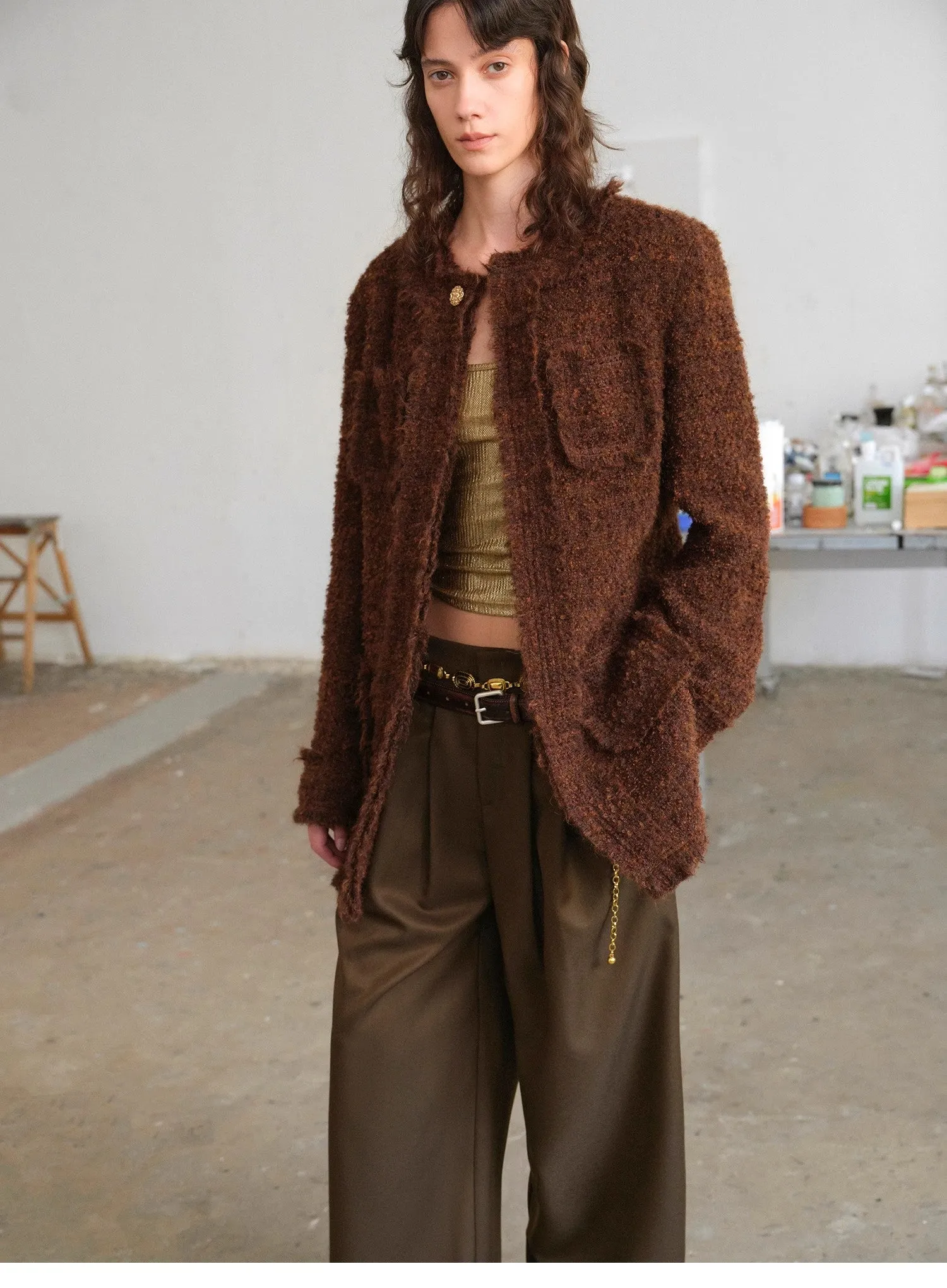 "Sophisticated Lady" Italian Imported Haute Couture Tailored Tweed Jacket with Gold Buttons for Women sold by Firelady Fur product image thumbnail 5