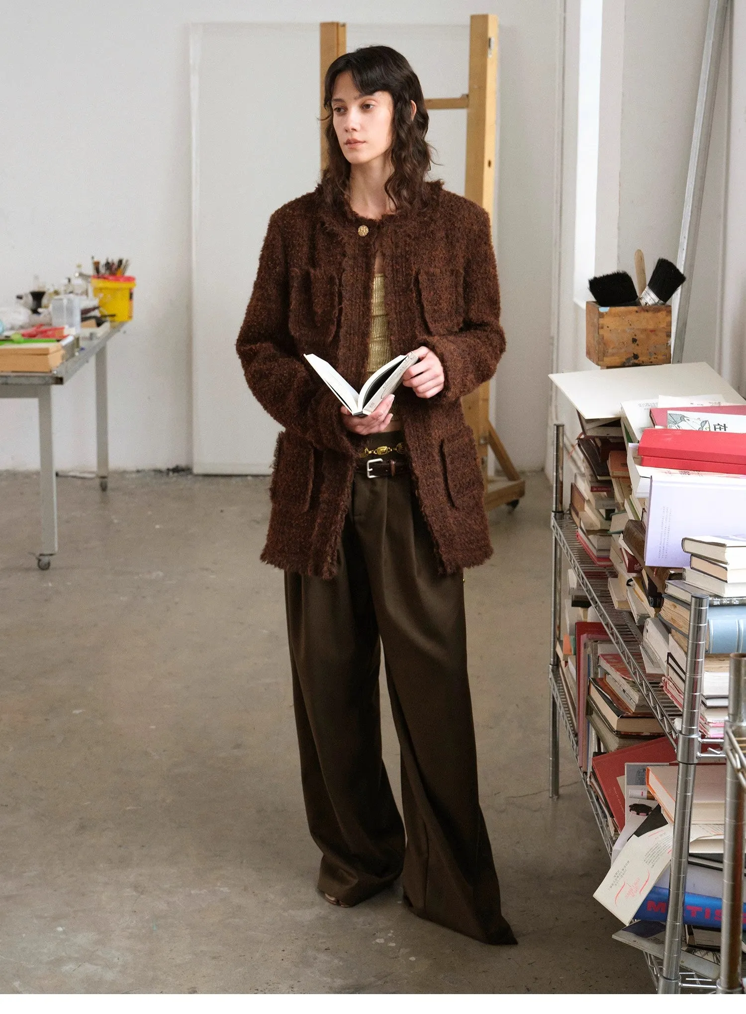 "Sophisticated Lady" Italian Imported Haute Couture Tailored Tweed Jacket with Gold Buttons for Women sold by Firelady Fur product image thumbnail 2