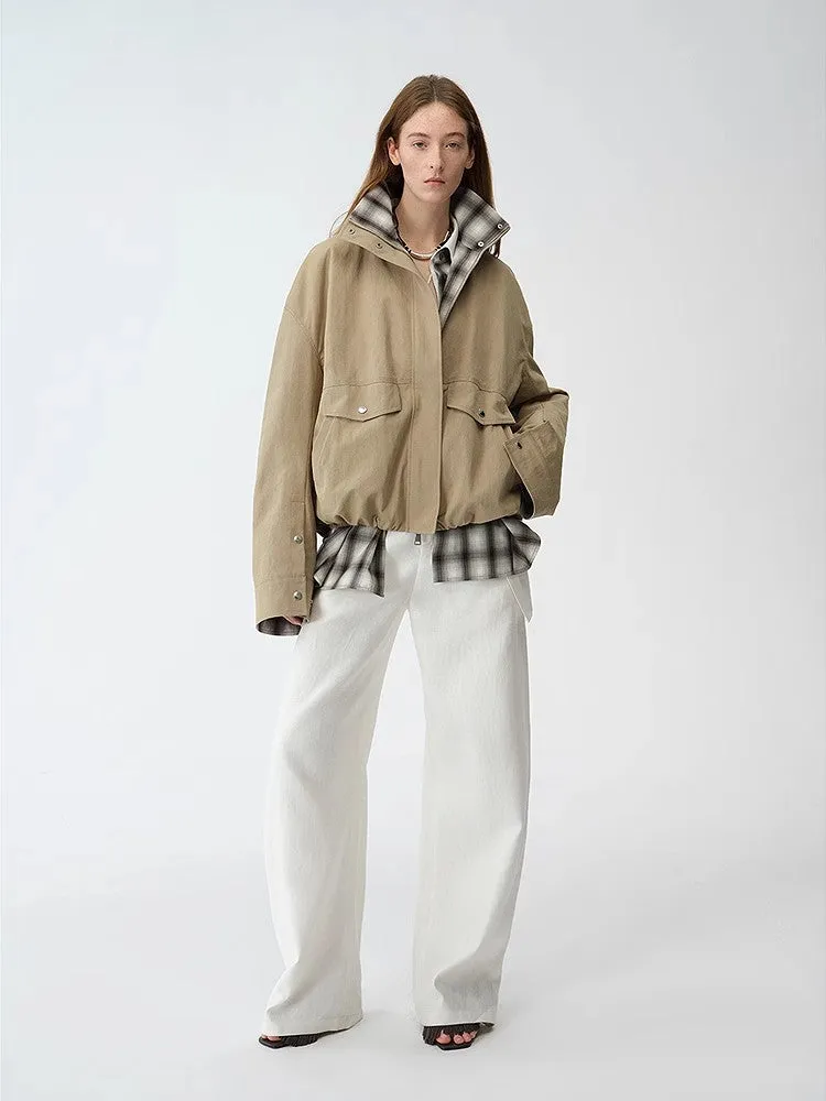 Fireladyfur Women's Retro Plaid Cotton Short Jacket | Loose Fit "Monsoon Climate" sold by Firelady Fur