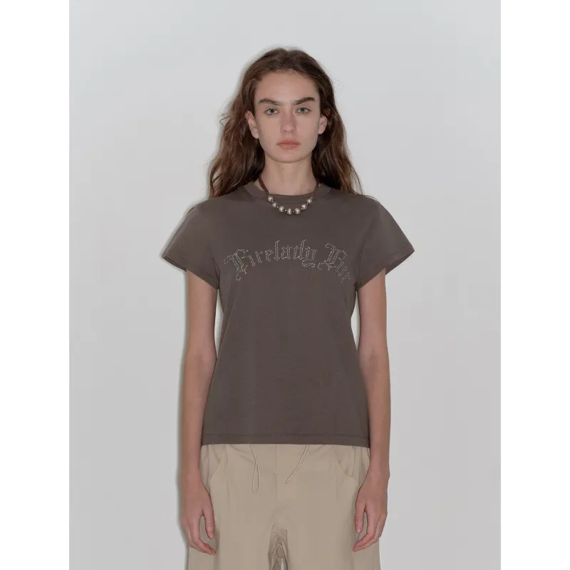 "May Time" luxury brand same version 3D long-staple cotton slightly waist rivet T-shirt sold by Firelady Fur