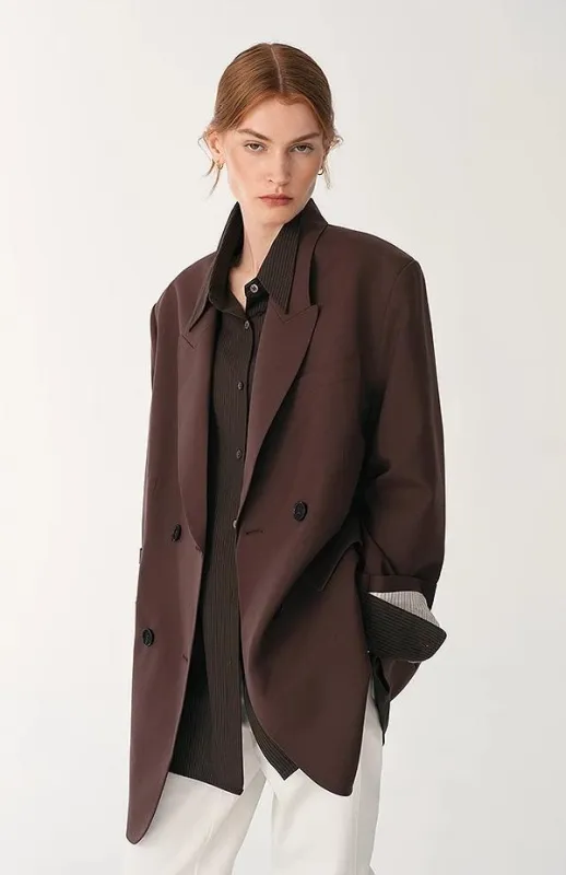 Women's high-density fine silk wool peaked lapel suit jacket sold by Firelady Fur