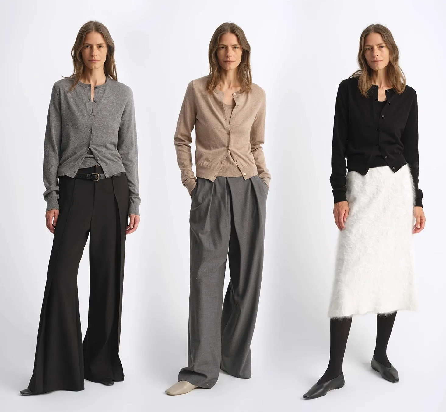 Machine washable round neck long sleeve multi-color knitted wool cardigan solid color base layer top sold by Firelady Fur product image thumbnail 2