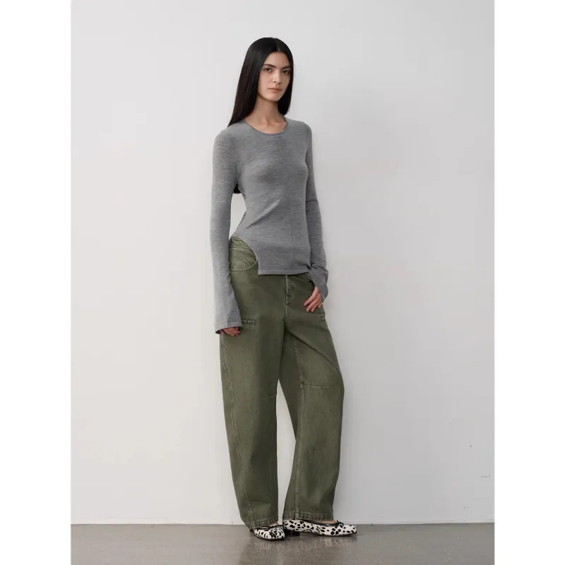 "Primal Instinct" retro distressed wasteland style washed silhouette loose scimitar jeans for autumn sold by Firelady Fur