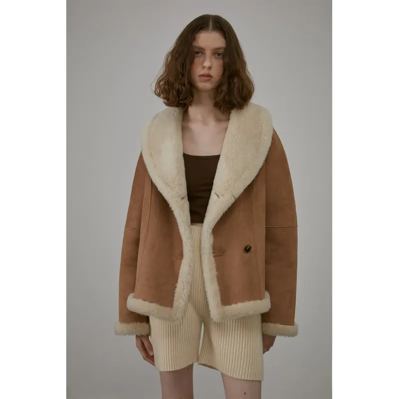 Fireladyfur Women's Short Reversible Shearling Jacket "Bella Poetry" sold by Firelady Fur