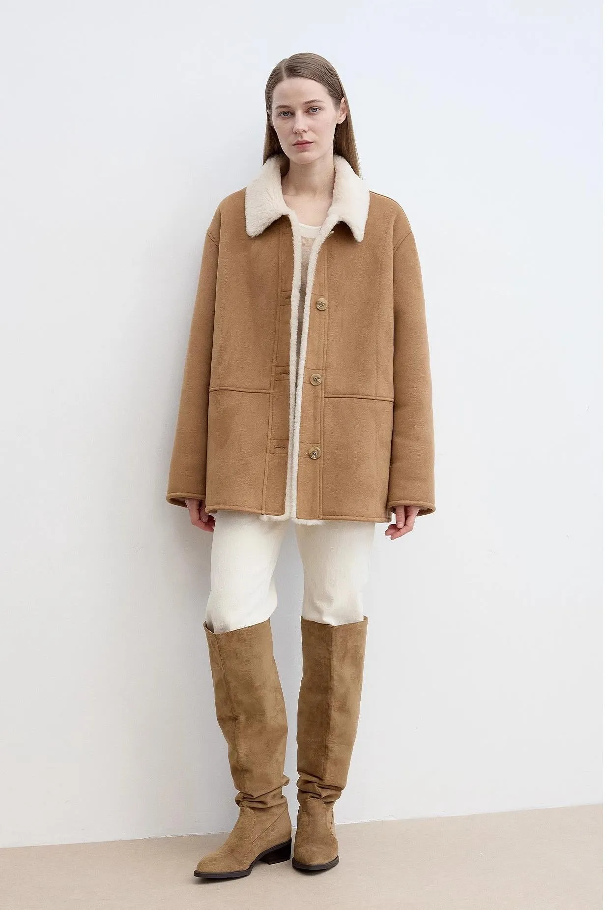 Fireladyfur Women's Reversible Sheepskin-Look Jacket with Wool & Suede“Vintage Manor” sold by Firelady Fur product image thumbnail 2