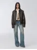 "Barn Feelings" Vintage distressed vegetable tanned sheepskin sleeves removable two-way genuine leather jacket sold by Firelady Fur