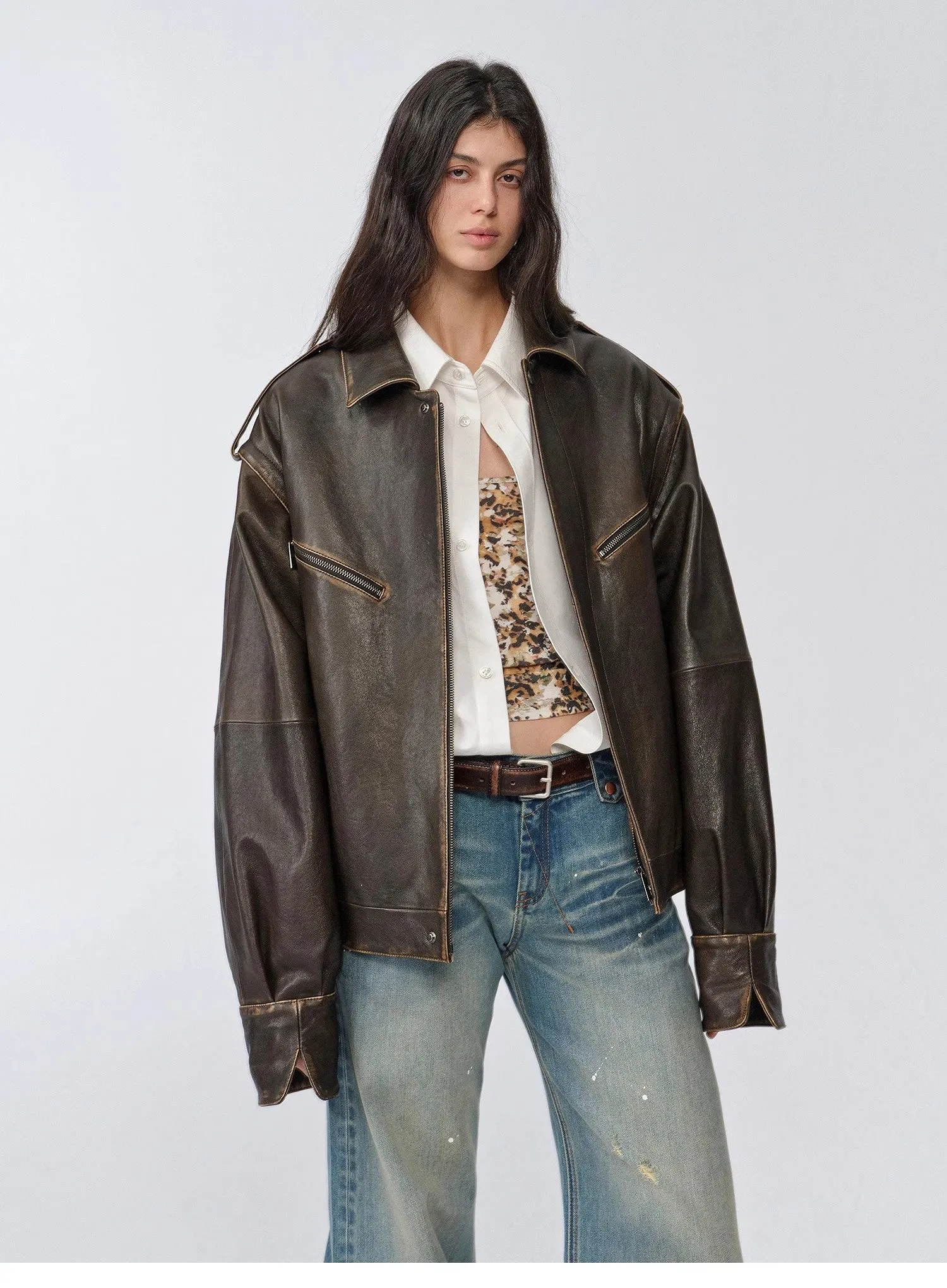 Fireladyfur Women's Two-Way Genuine Leather Jacket with Removable Sleeves"Barn Feelings" sold by Firelady Fur product image thumbnail 5