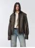 "Barn Feelings" Vintage distressed vegetable tanned sheepskin sleeves removable two-way genuine leather jacket sold by Firelady Fur
