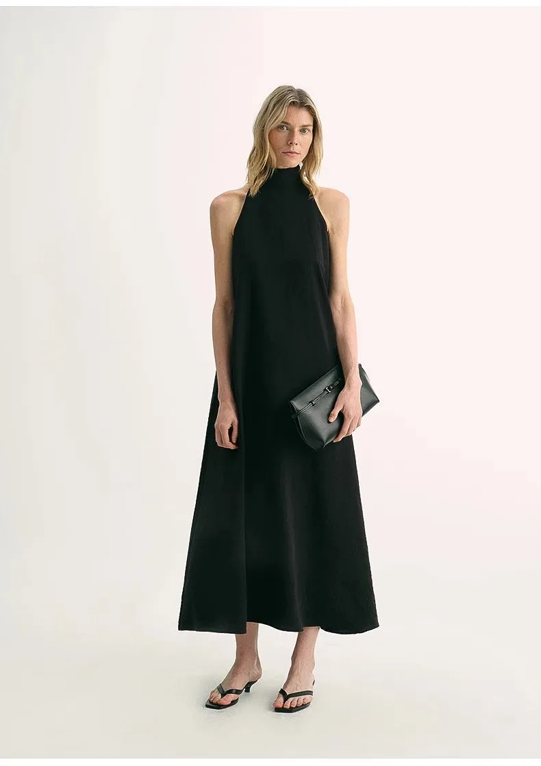 Luxury mulberry silk wrinkle-resistant small high collar A-line summer beach Dresses for women sold by Firelady Fur product image thumbnail 2