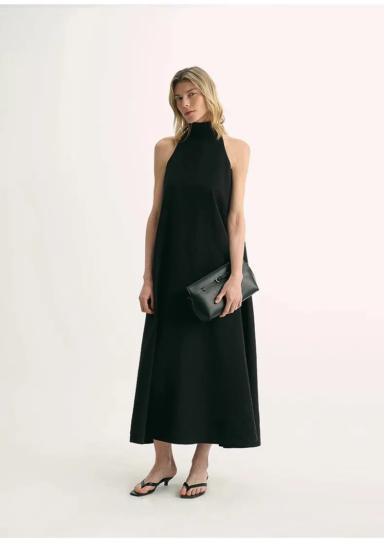 Luxury mulberry silk wrinkle-resistant small high collar A-line summer beach Dresses for women sold by Firelady Fur