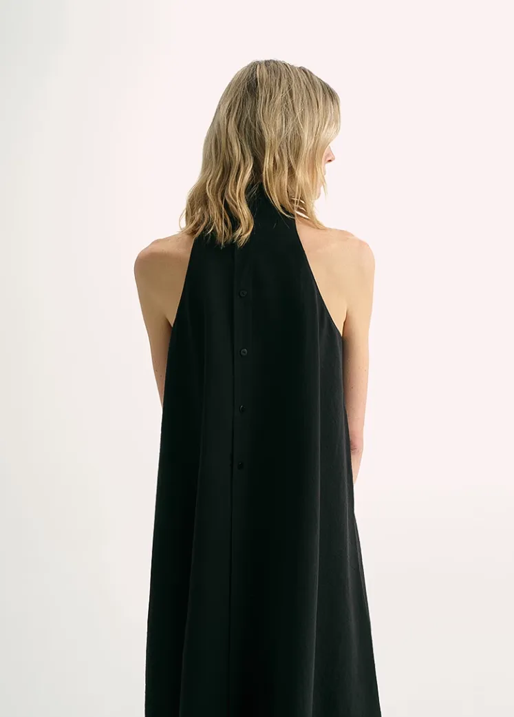 Luxury mulberry silk wrinkle-resistant small high collar A-line summer beach Dresses for women sold by Firelady Fur product image thumbnail 5