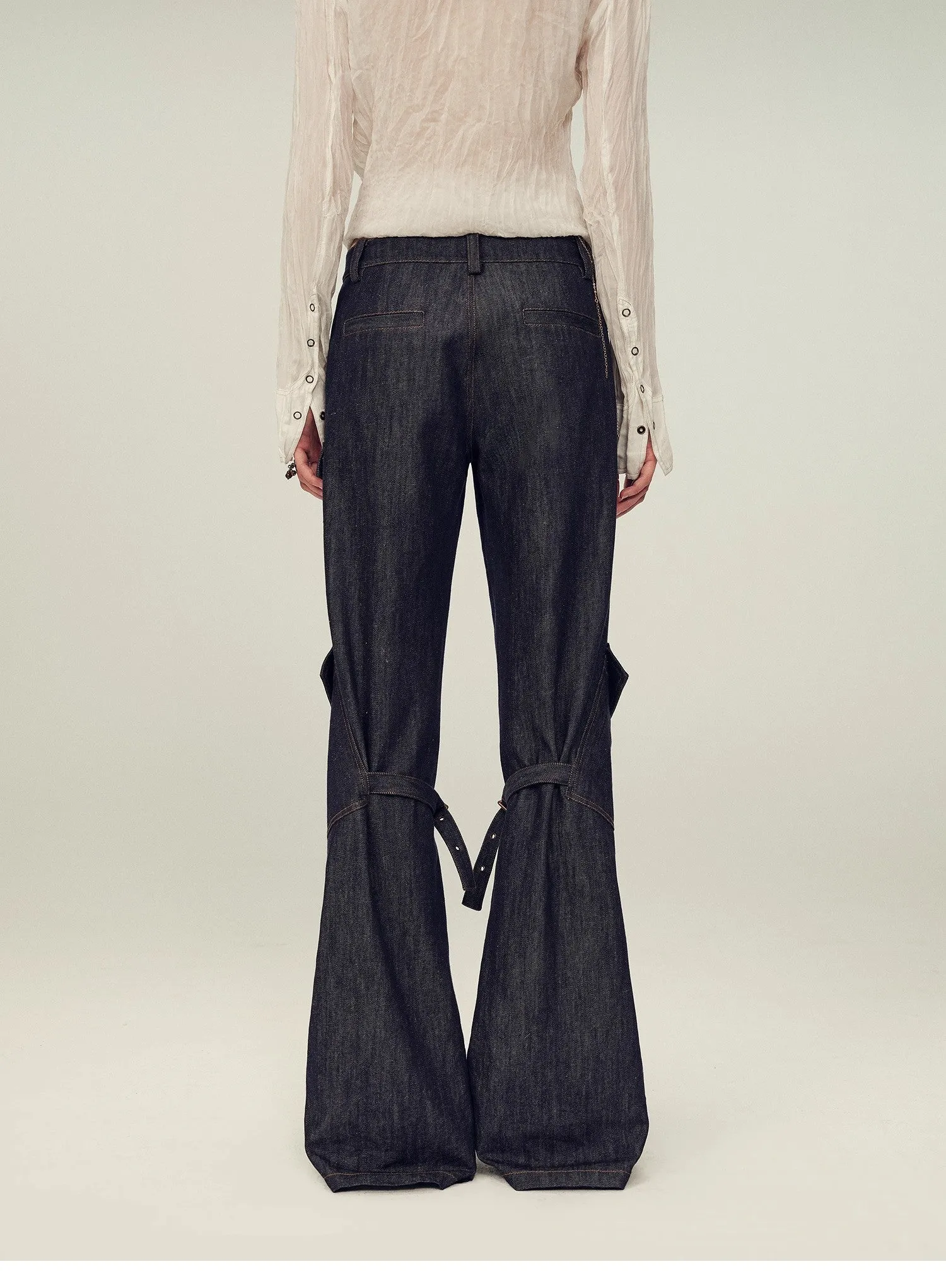 Retro-chic tri-color, low-rise, drapey, slim-fitting, bootcut straight-leg casual pants "Street Style" sold by Firelady Fur product image thumbnail 5