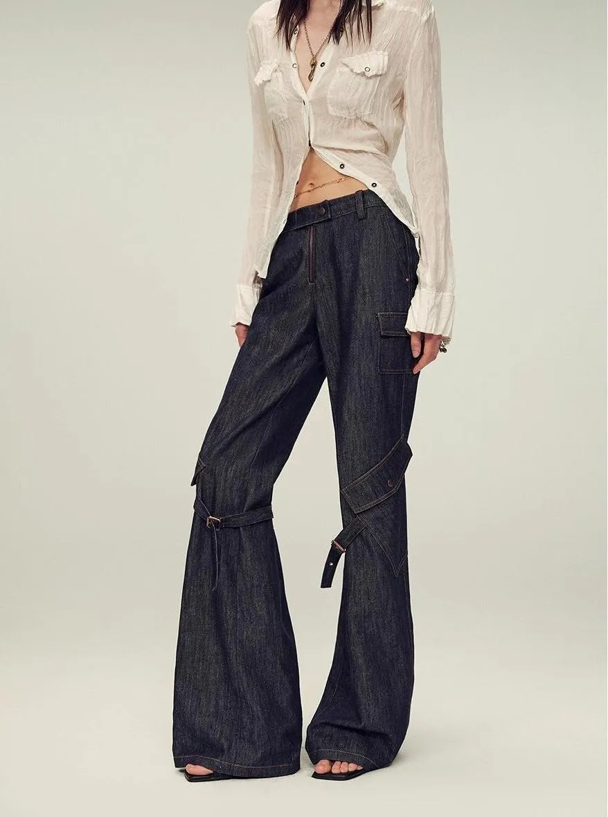 Retro-chic tri-color, low-rise, drapey, slim-fitting, bootcut straight-leg casual pants "Street Style" sold by Firelady Fur product image thumbnail 3