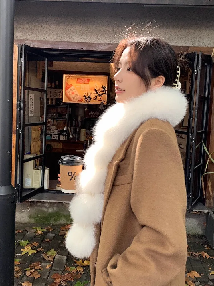 Women's Cute Fox Fur Magnetic Fur Pom Pom Scarf sold by Firelady Fur product image thumbnail 4