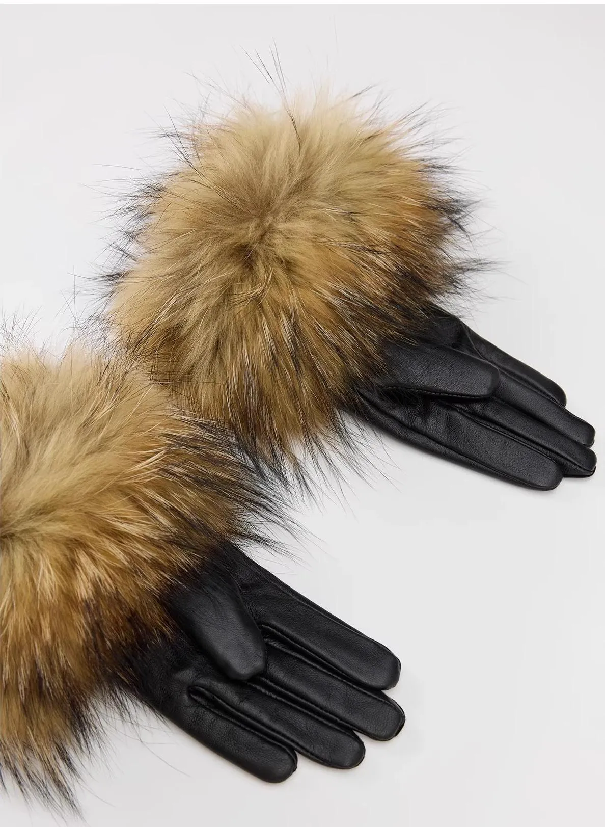 Women's Vintage Raccoon Fur Lightly Coated Genuine Leather Fur Gloves Winter sold by Firelady Fur product image thumbnail 2