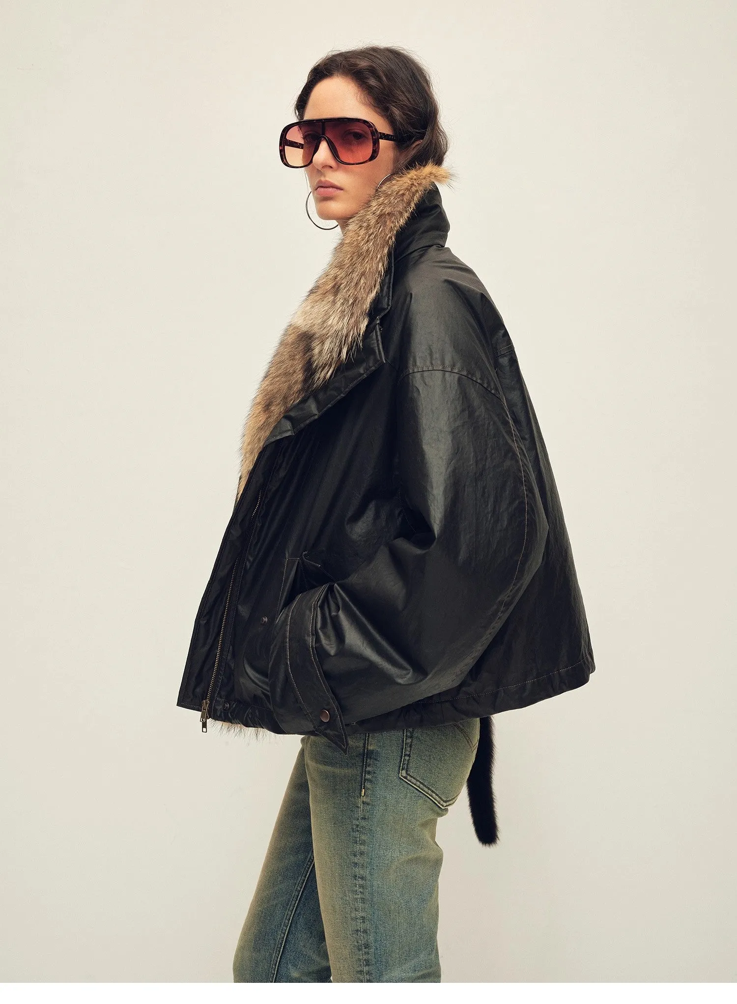 Firelady Fur Women's down fur parka Coyote and Raccoon Fur Collar-“The long night is coming” sold by Firelady Fur product image thumbnail 5