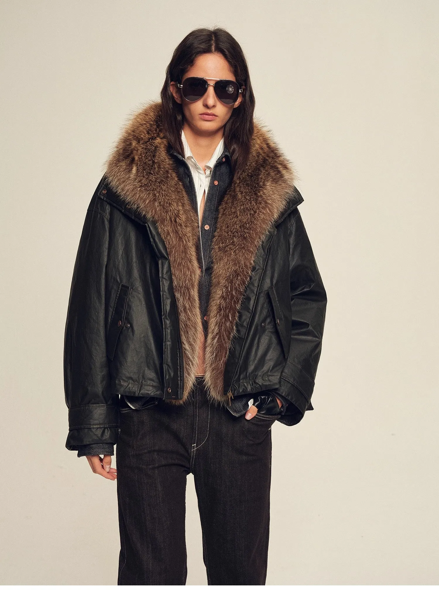 Firelady Fur Women's down fur parka Coyote and Raccoon Fur Collar-“The long night is coming” sold by Firelady Fur product image thumbnail 3