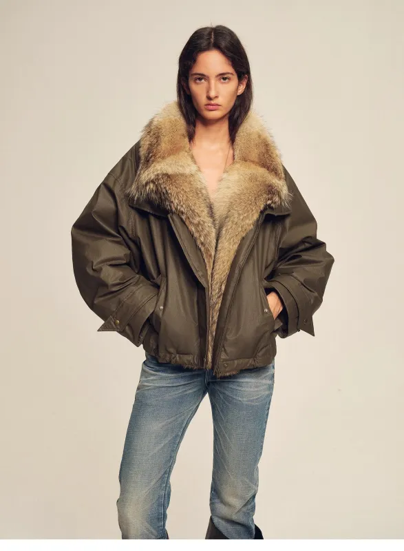 Firelady Fur Women's down fur parka Coyote and Raccoon Fur Collar-“The long night is coming” sold by Firelady Fur