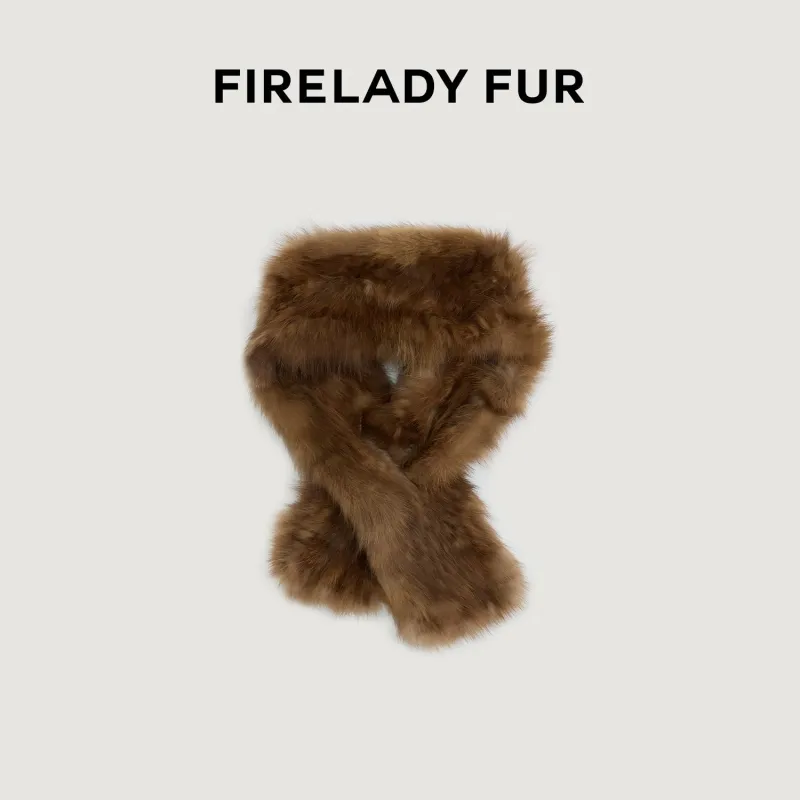 Firelady Fur Mink Fur Scarf Russian Imported Fashionable Retro Old Money Style Plain Weave sold by Firelady Fur