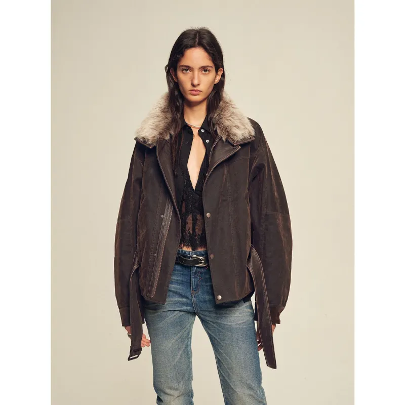 Firelady Fur Women's Goose Down Parka Coat with Detachable Toscana Shearling Fur Collar“Modern Traveler” sold by Firelady Fur