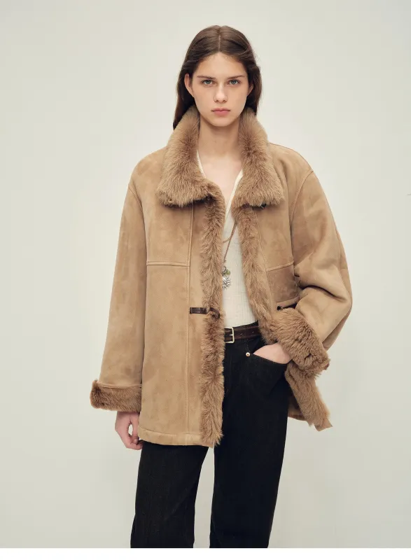 Firelady Fur Women‘s Shearling Jacket with Italian Tuscan Curly Wool Suede Collar“Glam Belle” sold by Firelady Fur