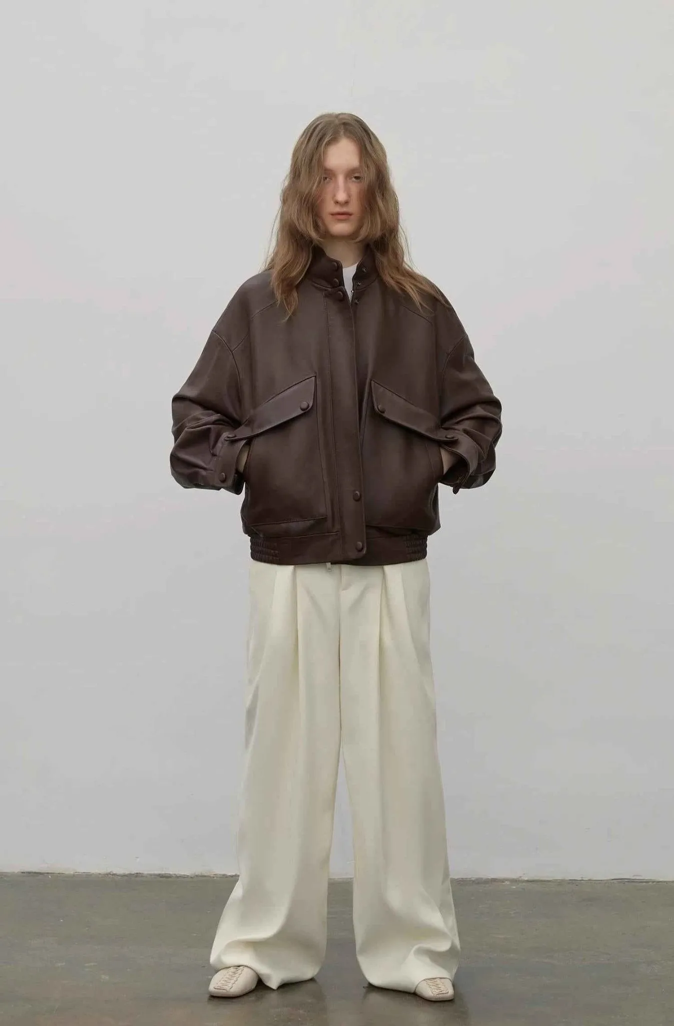 Firelady Fur Women's Genuine Sheep Funnel Neck Leather Motorcycle Short Jacket "Loveless Muse" sold by Firelady Fur product image thumbnail 4