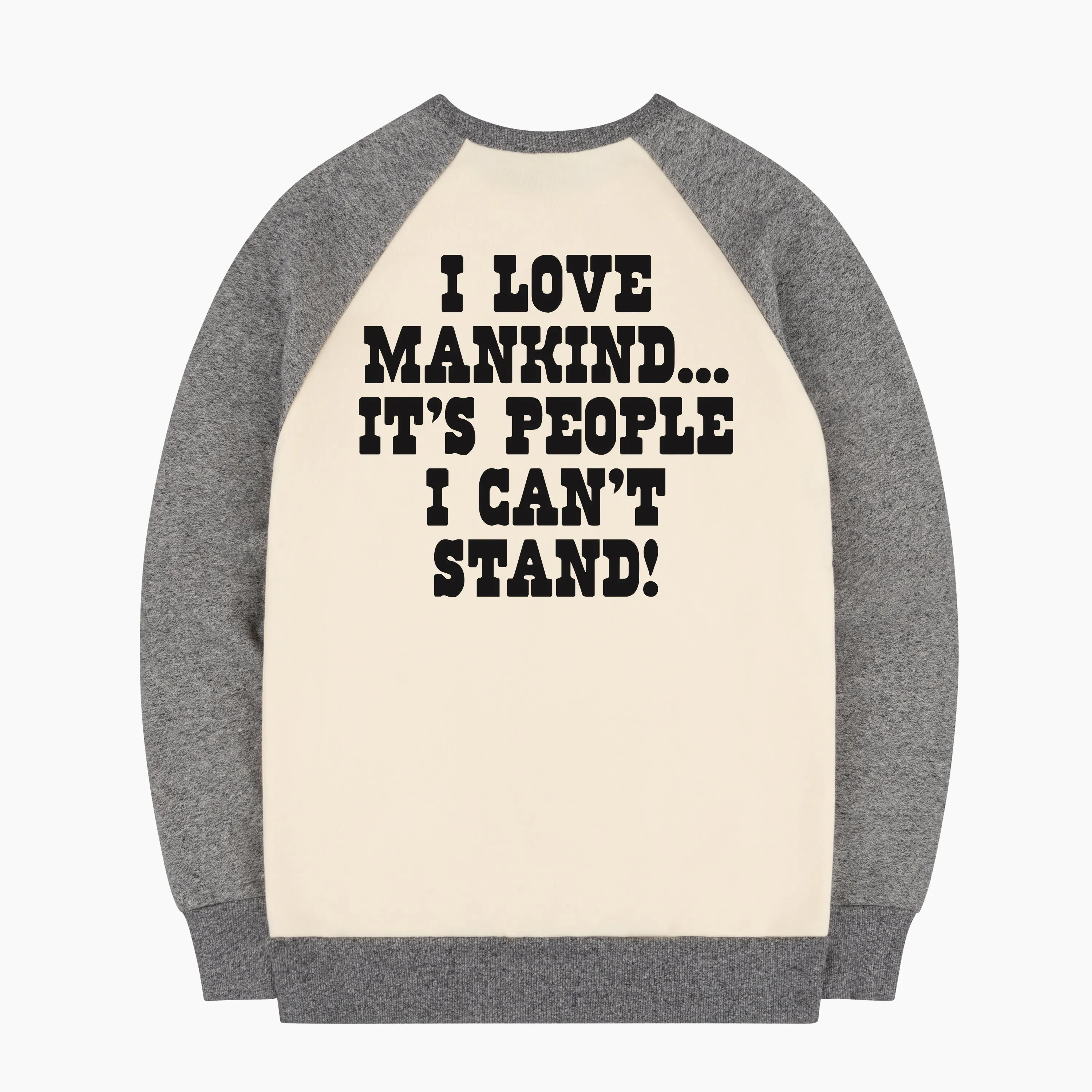 Linus I Love Mankind Raglan Sweatshirt sold by TSPTR product image thumbnail 2