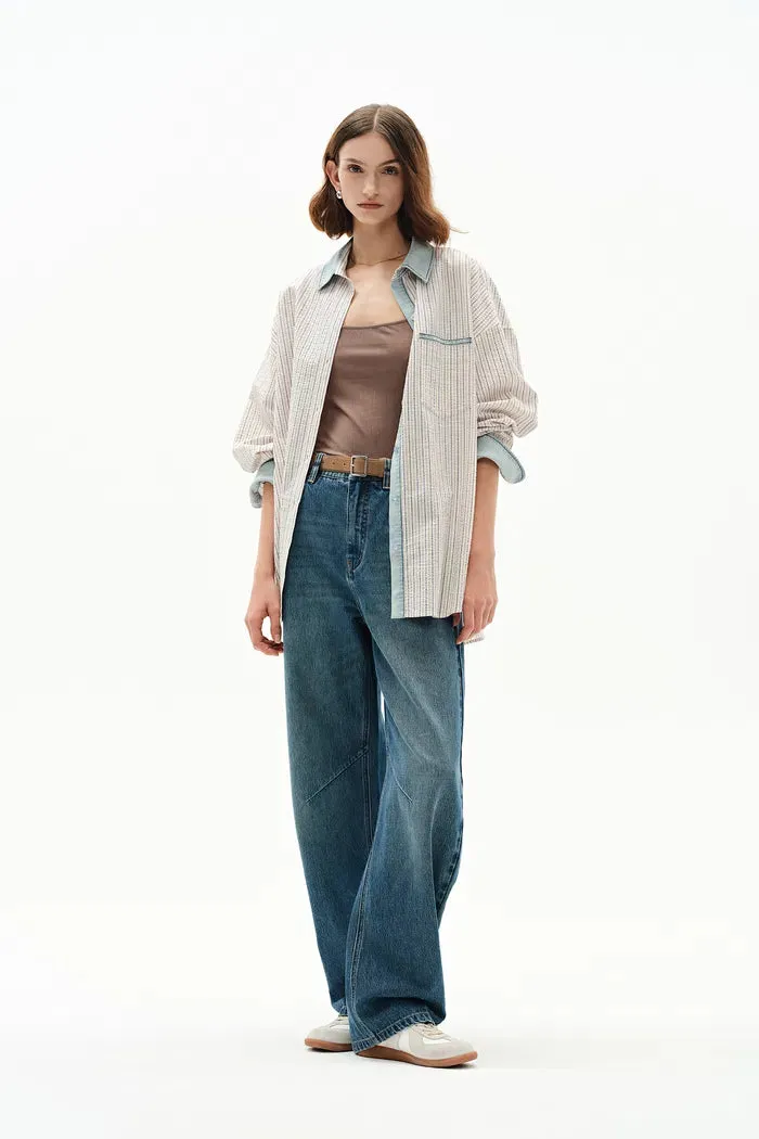 Daisy Denim Collar Striped Shirt in Cotton Seersucker sold by Fabrique product image thumbnail 3