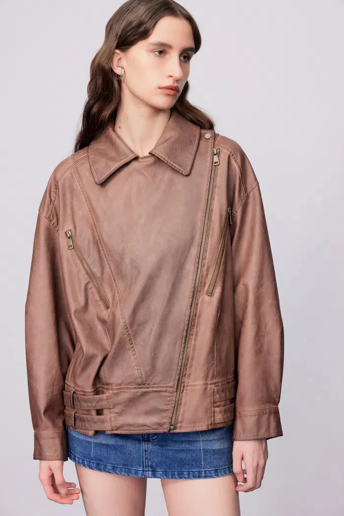 Terra Vintage Brown Leather Jacket in Vegan Leather sold by Fabrique product image thumbnail 4