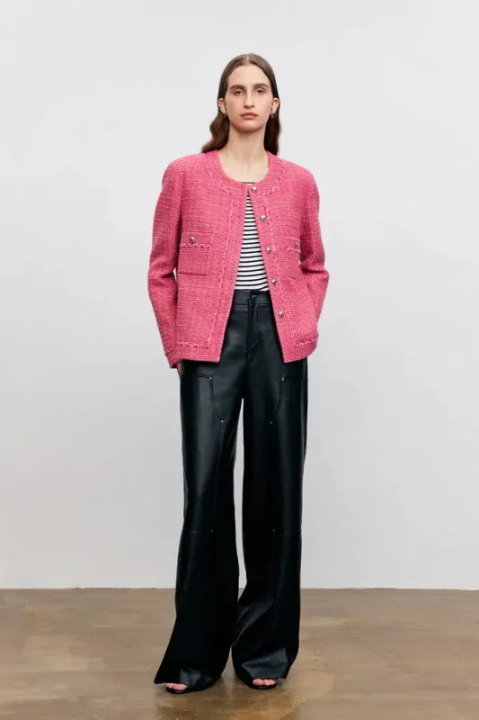 Pissaro Barbie Pink Jacket in Tweed sold by Fabrique