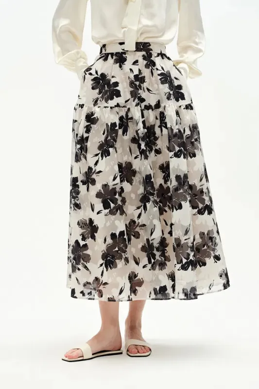 Rhea Jacquard Print Skirt in Heavy Jacquard Mesh sold by Fabrique