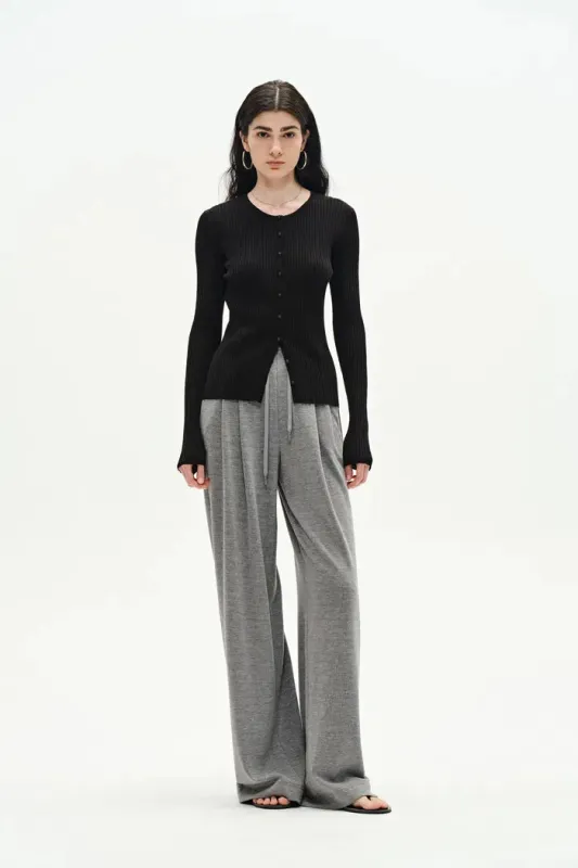 Emma Black Fitted Cardigan in Cotton Blend Yarn Knit made by Fabrique