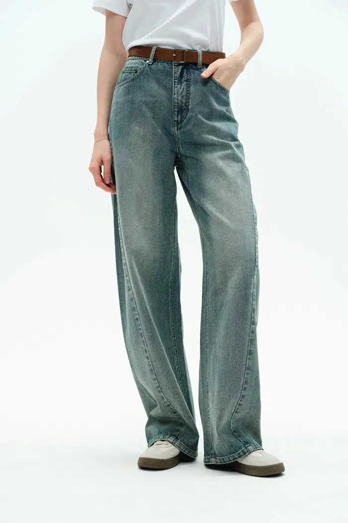 Thais Wide Leg Jeans in Lightweight Cotton Denim sold by Fabrique