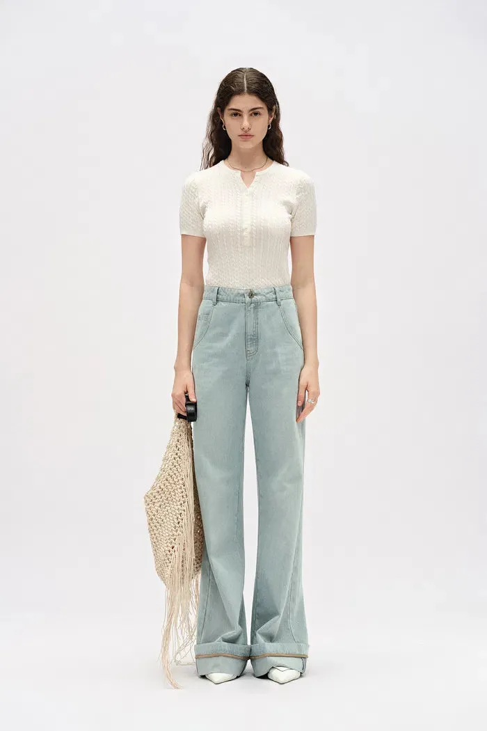 Nîmes Embroidered Wide Leg Jeans in Cotton Denim sold by Fabrique product image thumbnail 3