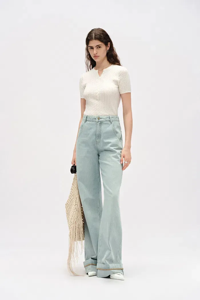 Nîmes Embroidered Wide Leg Jeans in Cotton Denim sold by Fabrique product image thumbnail 4