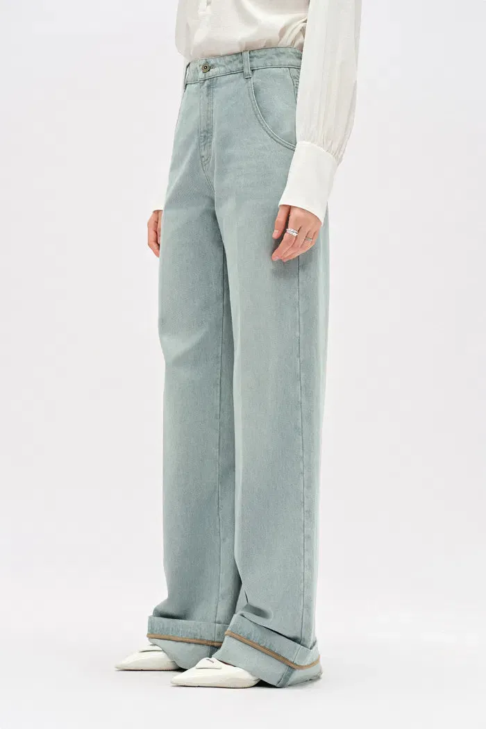 Nîmes Embroidered Wide Leg Jeans in Cotton Denim sold by Fabrique product image thumbnail 5