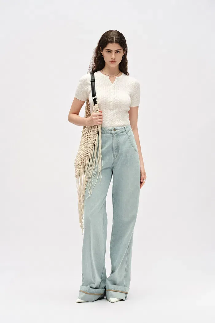 Nîmes Embroidered Wide Leg Jeans in Cotton Denim sold by Fabrique product image thumbnail 2