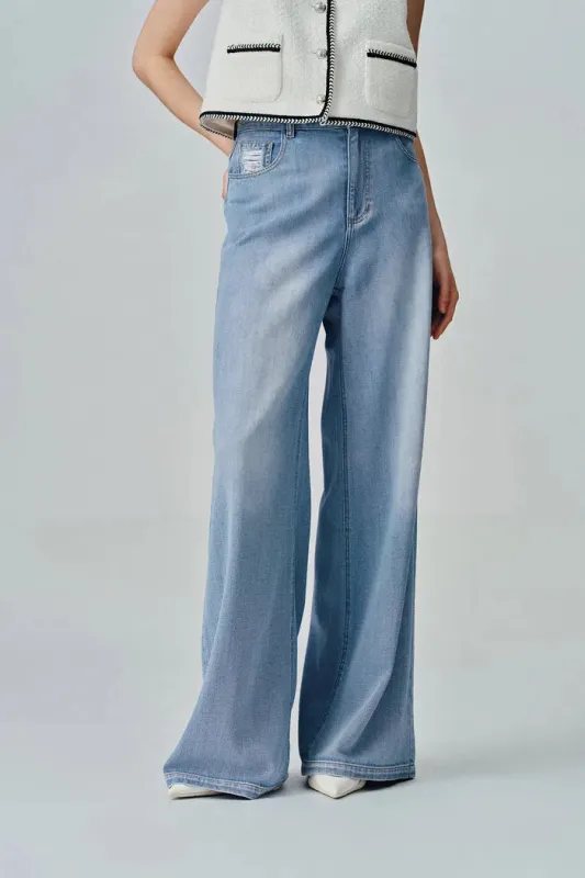 Prevernae Washed Wide-Leg Jeans in Cotton Denim sold by Fabrique