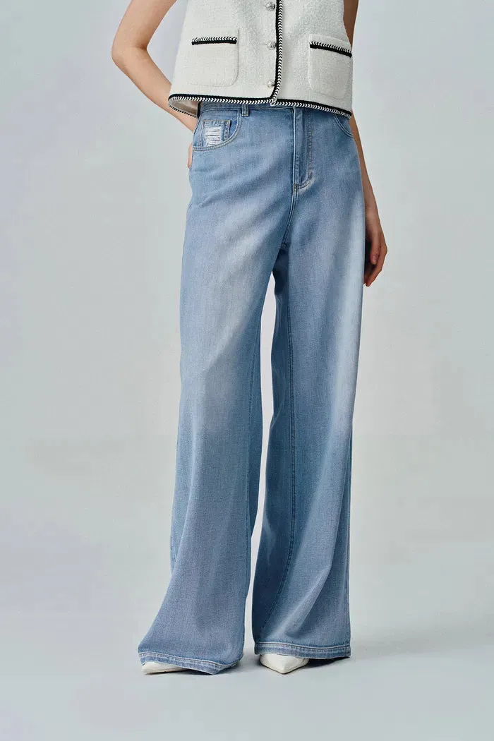 Prevernae Washed Wide-Leg Jeans in Cotton Denim sold by Fabrique