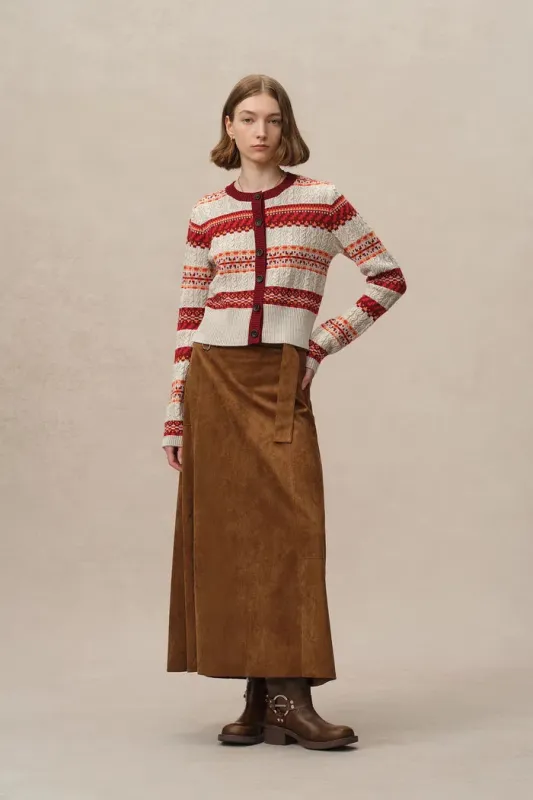 Ava Fair Isle Extended Cardigan in Merino Wool Knit sold by Fabrique