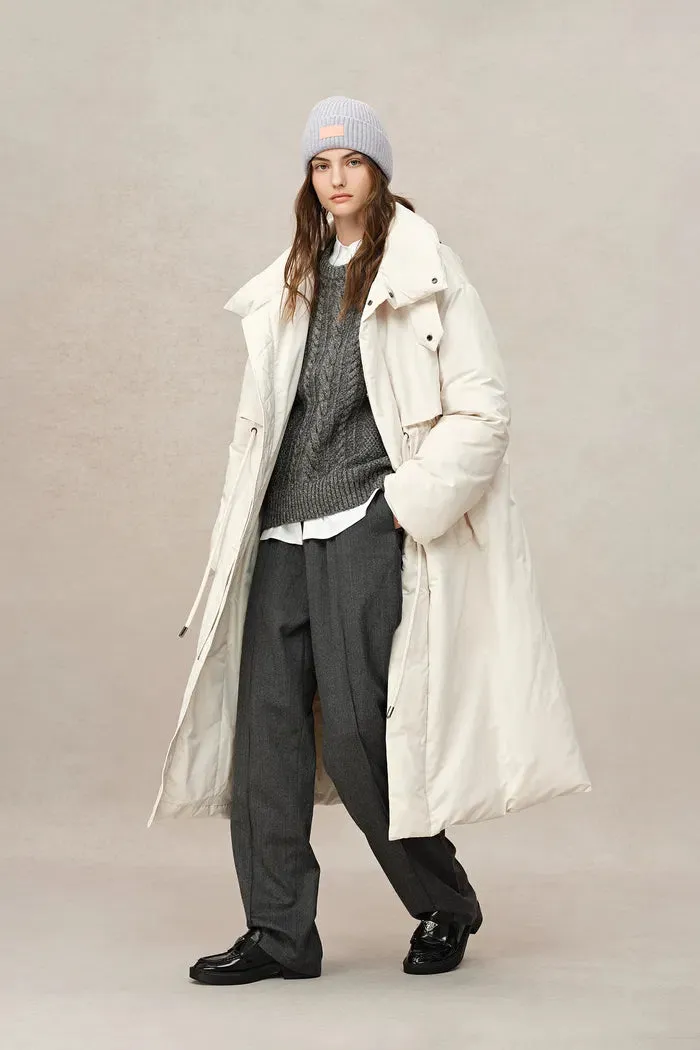 Maddalena White Duck Down Long Down Coat in Ultra Light Fabric sold by Fabrique product image thumbnail 3