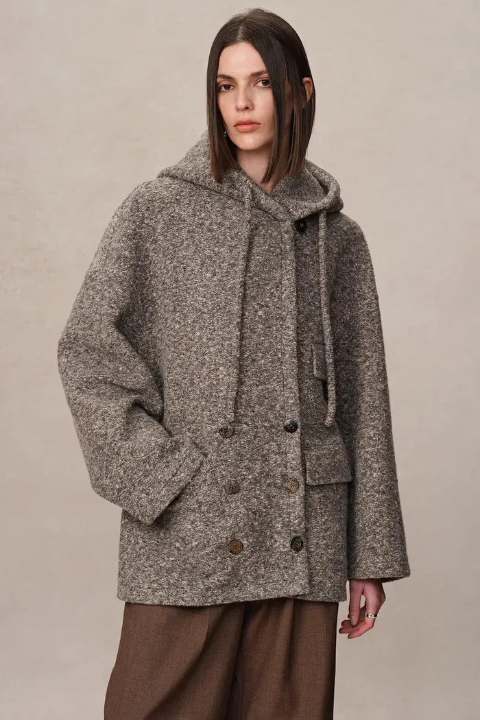 Rue Hooded Long Coat in Ultra-Light Wool Bouclé sold by Fabrique product image thumbnail 5