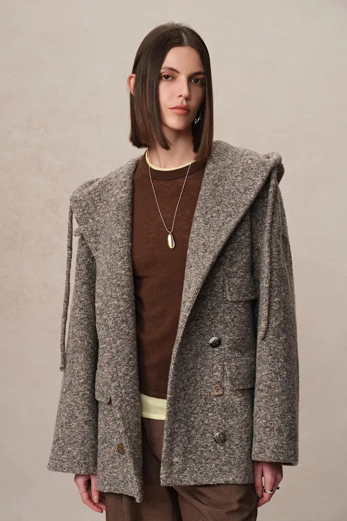Rue Hooded Long Coat in Ultra-Light Wool Bouclé sold by Fabrique product image thumbnail 2