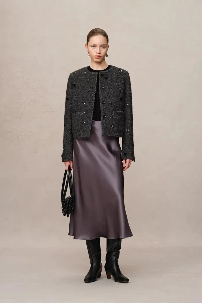 Frenchy Hand-Beaded Sequined Short Jacket in Wool Bouclé Twill sold by Fabrique product image thumbnail 3